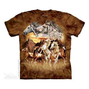 Pánské batikované triko The Mountain -  Koně - hnědá Velikost: 4XL