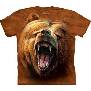 Pánské batikované triko The Mountain - Tvář Řvoucího Medvěda - hnědé Velikost: M