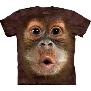 Pánské batikované triko The Mountain - Dítě Orangutan - hnědé Velikost: XL