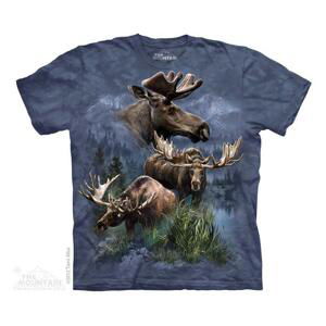 Pánské batikované triko The Mountain - Moose Collage - šedé Velikost: XXL