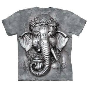 Pánské batikované triko The Mountain - Ganesh sloní hlava - šedé Velikost: XXXL