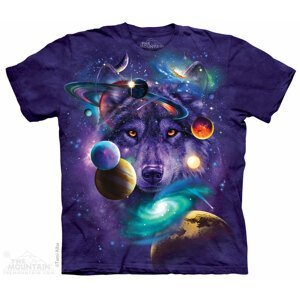 Pánské batikované triko The Mountain  Vesmírný vlk - fialová Velikost: XXXL