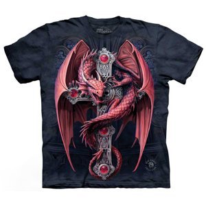 Pánské batikované triko The Mountain - Gotický Ochránce - černé Velikost: L