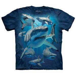 Pánské batikované triko The Mountain - Velký Bílý Žralok - modré Velikost: M
