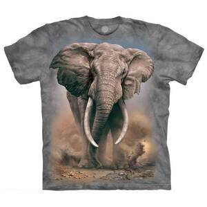 Pánské batikované triko The Mountain -  Africký Slon - šedá Velikost: XL
