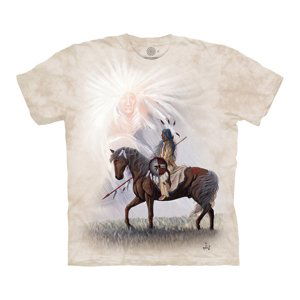 Pánské batikované triko The Mountain - Indián na koni - béžové Velikost: 4XL