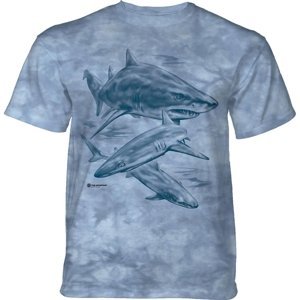 Pánské batikované triko The Mountain - MONOTONE SHARKS - modrá Velikost: XXL