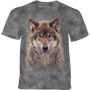 Pánské batikované triko The Mountain - Vlk v lese - šedé Velikost: XL