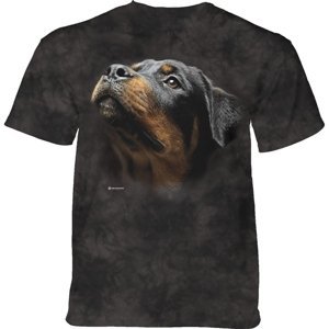 Pánské batikované triko The Mountain - Rottweiler andělská tvář - černé Velikost: XXXL
