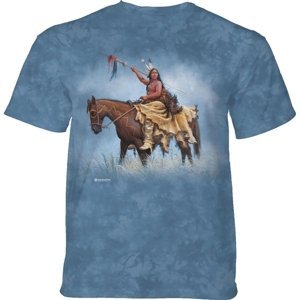 Pánské batikované triko The Mountain - Indián na koni - modré Velikost: M