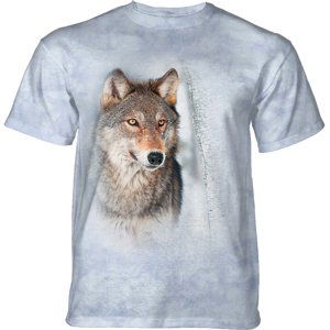 Pánské batikované triko The Mountain - GREY WOLF IN THE BIRCHES - vlci - modrá Velikost: XXL