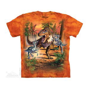 The Mountain Dětské batikované tričko - Dinosauří Bitva - oranžová Velikost: M