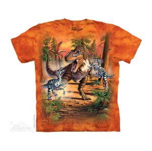 The Mountain Dětské batikované tričko - Dinosauří Bitva - oranžová Velikost: L