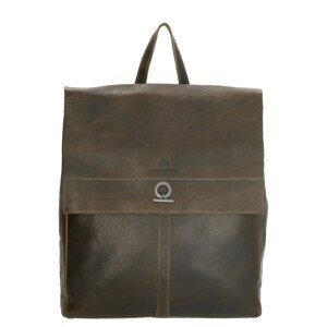 Dámský laptop batoh z pravé kůže Micmacbags Golden Gate - olivový (13,3")