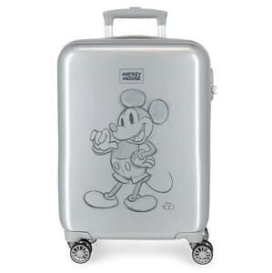 Disney 100 Mickey Mouse small skořepinový kufr - 34L - 38 cm - stříbrný
