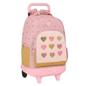SAFTA Školní batoh na kolečkách Glowlab ,,HEARTS" - růžový - 33L