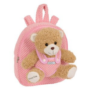 Safta Teddy Bear dětský batůžek s plyšovým medvídkem - 4,65 L - růžový