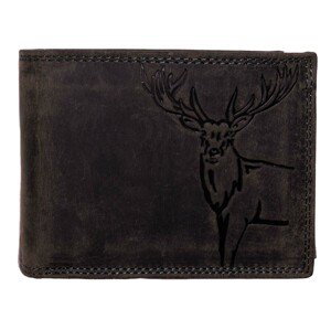 HL Luxusní kožená peněženka s jelenem - černá