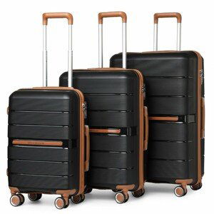 KONO travel set kufrů polypropylén - 36L, 60L, 92L - černá