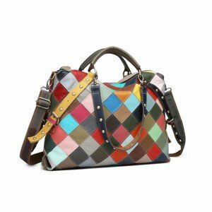 Miss Lulu kožená dámská kabelka - patchwork multicolor