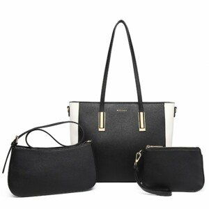 Miss Lulu 3-dílná sada tašek - shopperka, crossbody kabelka a kosmetička LD2218 - černá