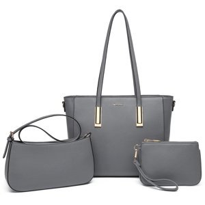 Miss Lulu 3-dílná sada tašek - shopperka, crossbody kabelka a kosmetička LD2218 - šedá