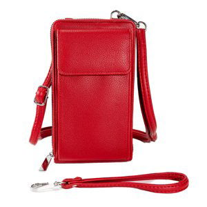 PAOLO BAGS dámská crossbody taška na mobil a peněženka v jednom - červená