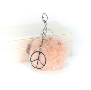 Littletinka Handmade přívěsek na kabelku pom pom Peace Collection - růžový se symbolem míru