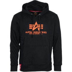 Alpha Industries Mikina  Basic Hoody černá | neon orange XXL