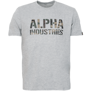 Alpha Industries Tričko  Camo Print T šedá melír. | woodland XL