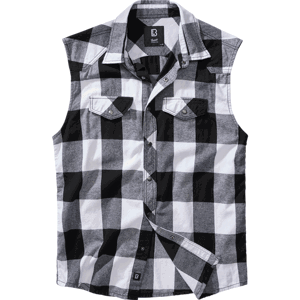 Brandit Košile Checkshirt Sleeveless bílá | černá S