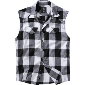 Brandit Košile Checkshirt Sleeveless bílá | černá M
