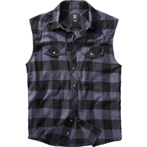 Brandit Košile Checkshirt Sleeveless černá | šedá XL