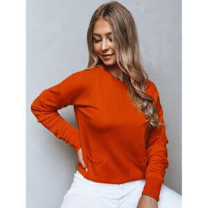 Oranžový dámský svetr s kapsami