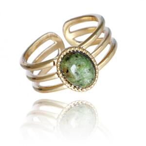 Nastavitelný prsten se zeleným kamenem