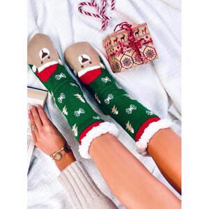 Zelené vánoční ponožky se vzorem