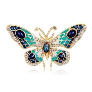 Modrá brož motýl s krystaly