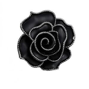 Elegantní černá brož v podobě růže