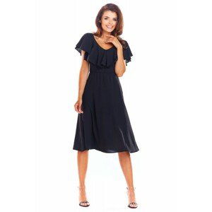 Elegantní dámské šaty černé barvy s volánem