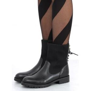 Černé stylové boty s ponožkovým svrškem pro dámy