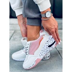 Sportovní dámské tenisky bílo-růžové barvy s vysokou podrážkou