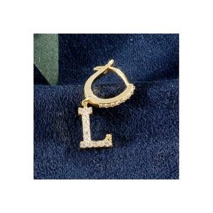 Náušnice zlaté barvy zdobené zirkonem s písmenem L
