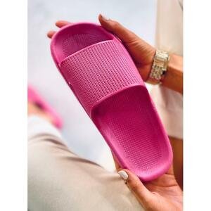Gumové dámské pantofle růžové barvy s širokým pasem