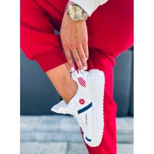 Bílo-červené stylové tenisky s vysokou podrážkou pro dámy