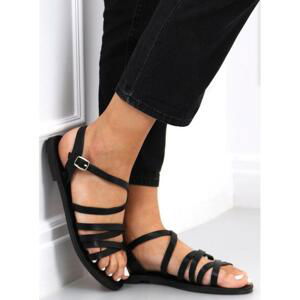 Černé ploché sandály pro dámy