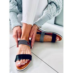 Ploché dámské sandály černé barvy