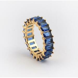 Pozlacený prsten s modrými kamínky