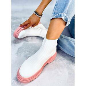 Bílo-růžové boty s elastickým svrškem