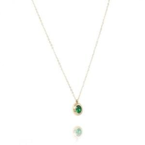 Pozlacený náhrdelník se zeleným zirkonem