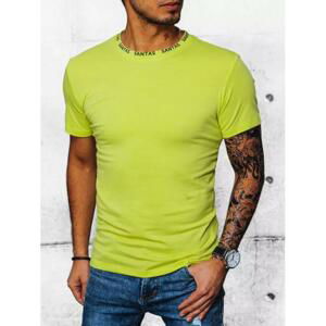Pánské zelené tričko s potiskem na výstřihu